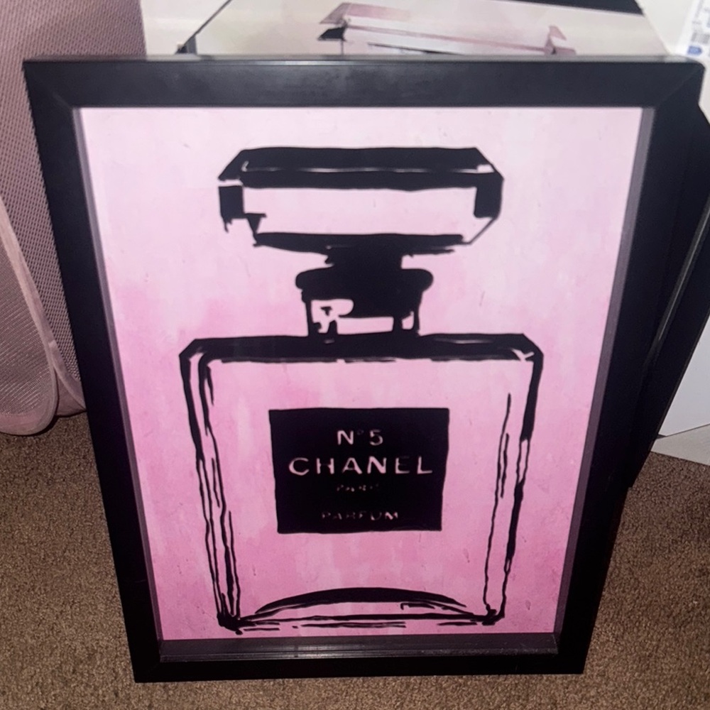 CHANEL No. 5 Perfume Art with Pink and Black
